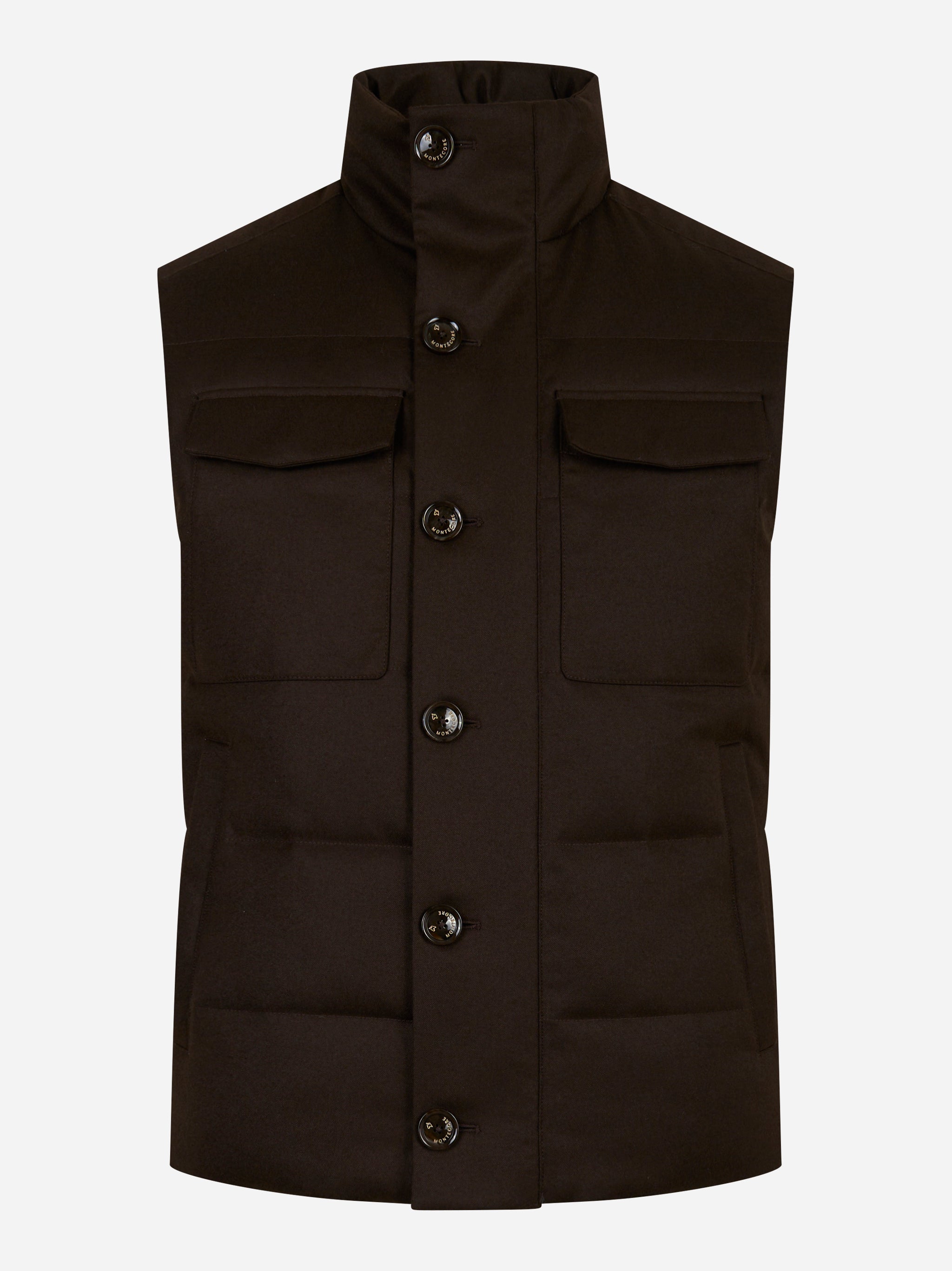 Gilet in lana con interno in piuma Marrone