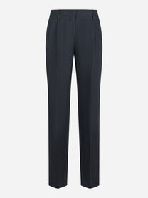 Pantalone loose fit in puro lino blu