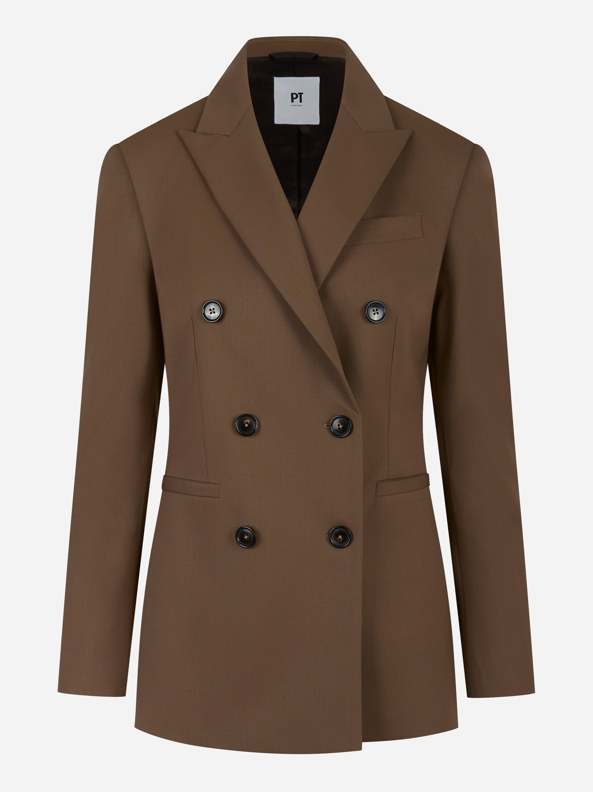 Blazer doppiopetto in lana bi-stretch Marrone