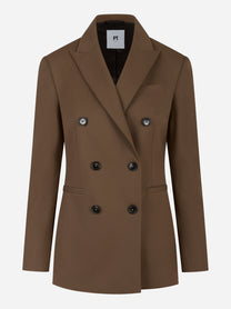 Blazer doppiopetto in lana bi-stretch Marrone