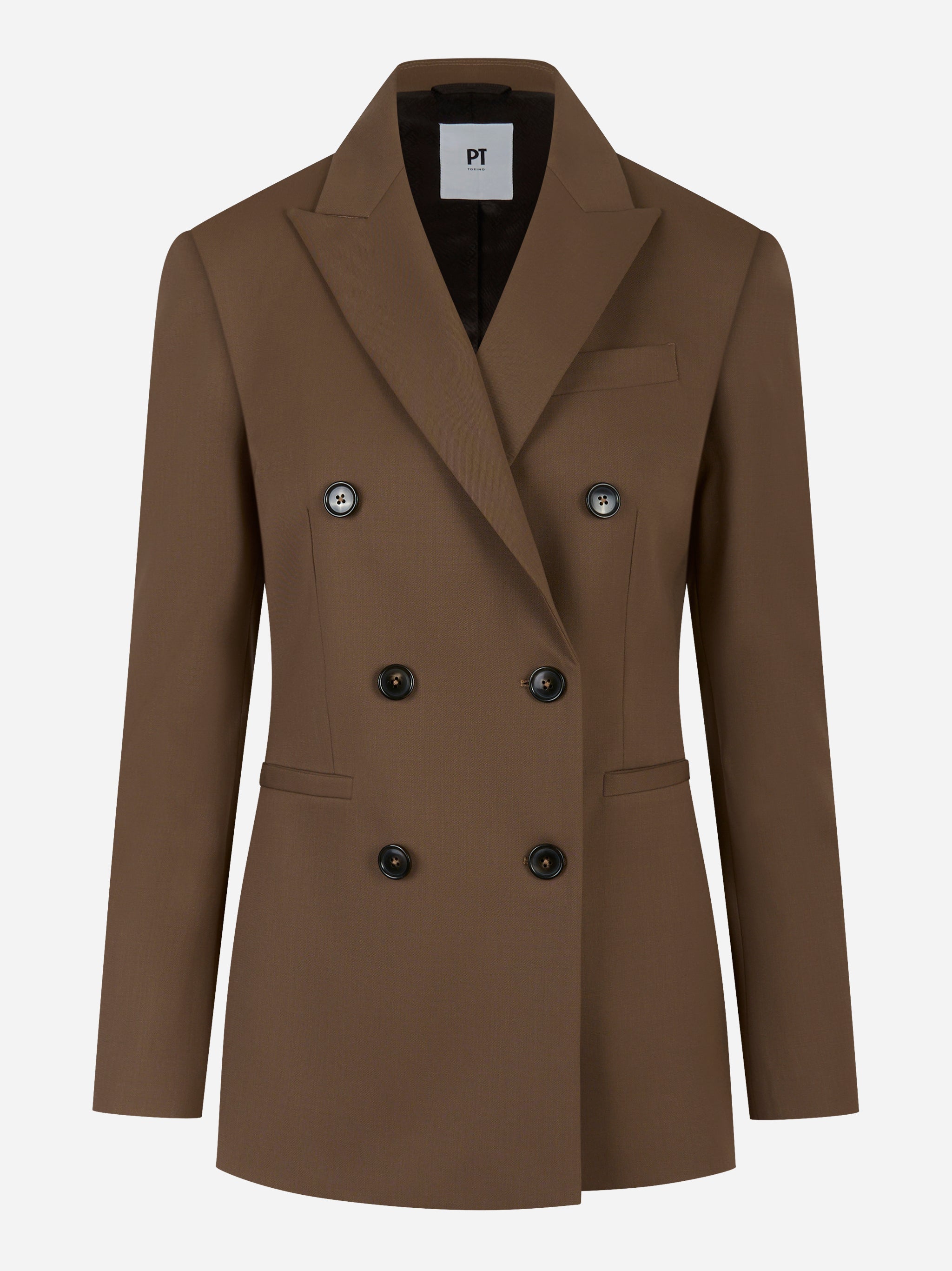 Blazer doppiopetto in lana bi-stretch Marrone