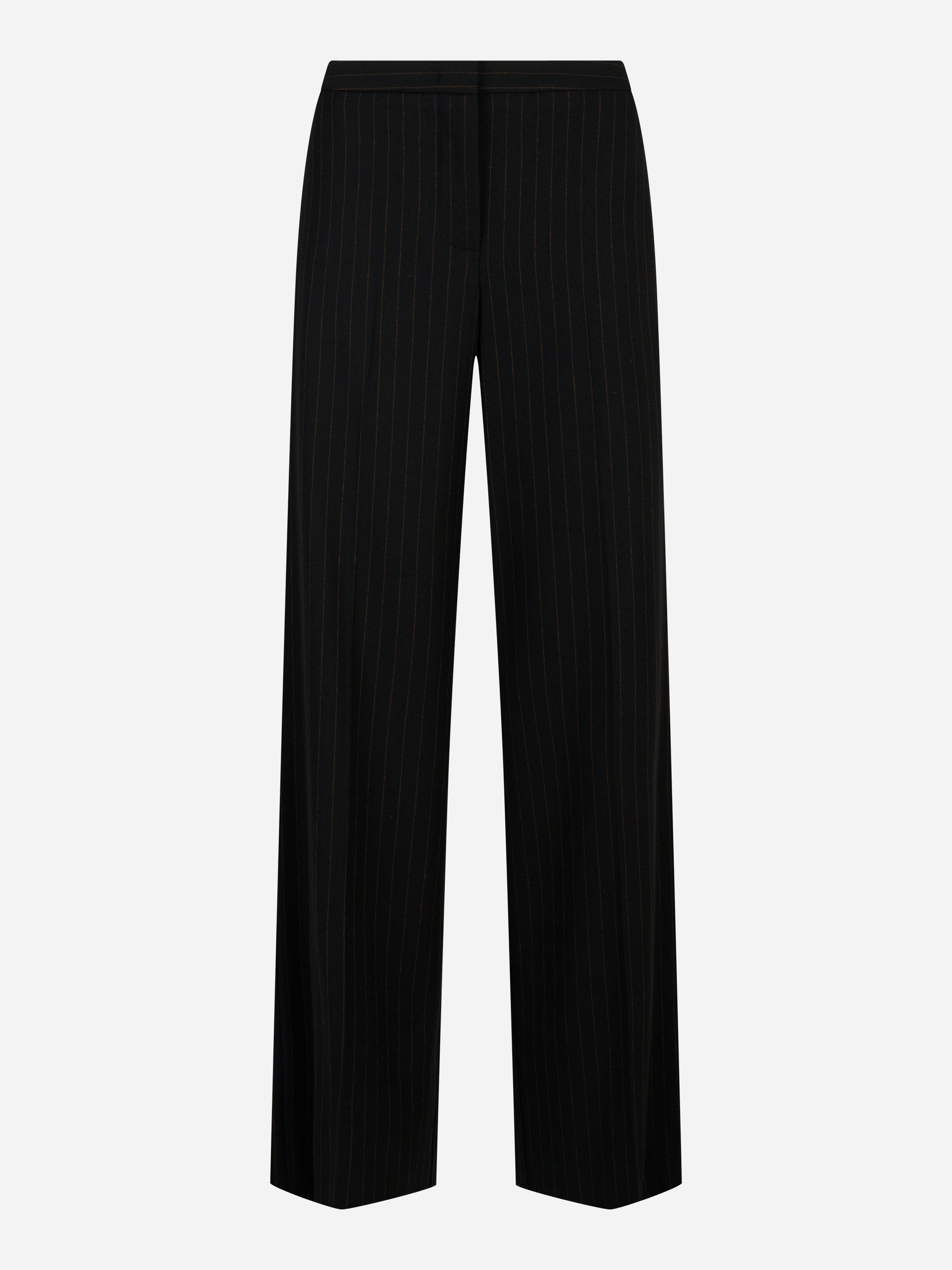 Pantalone dritto in lana gessata stretch Nero