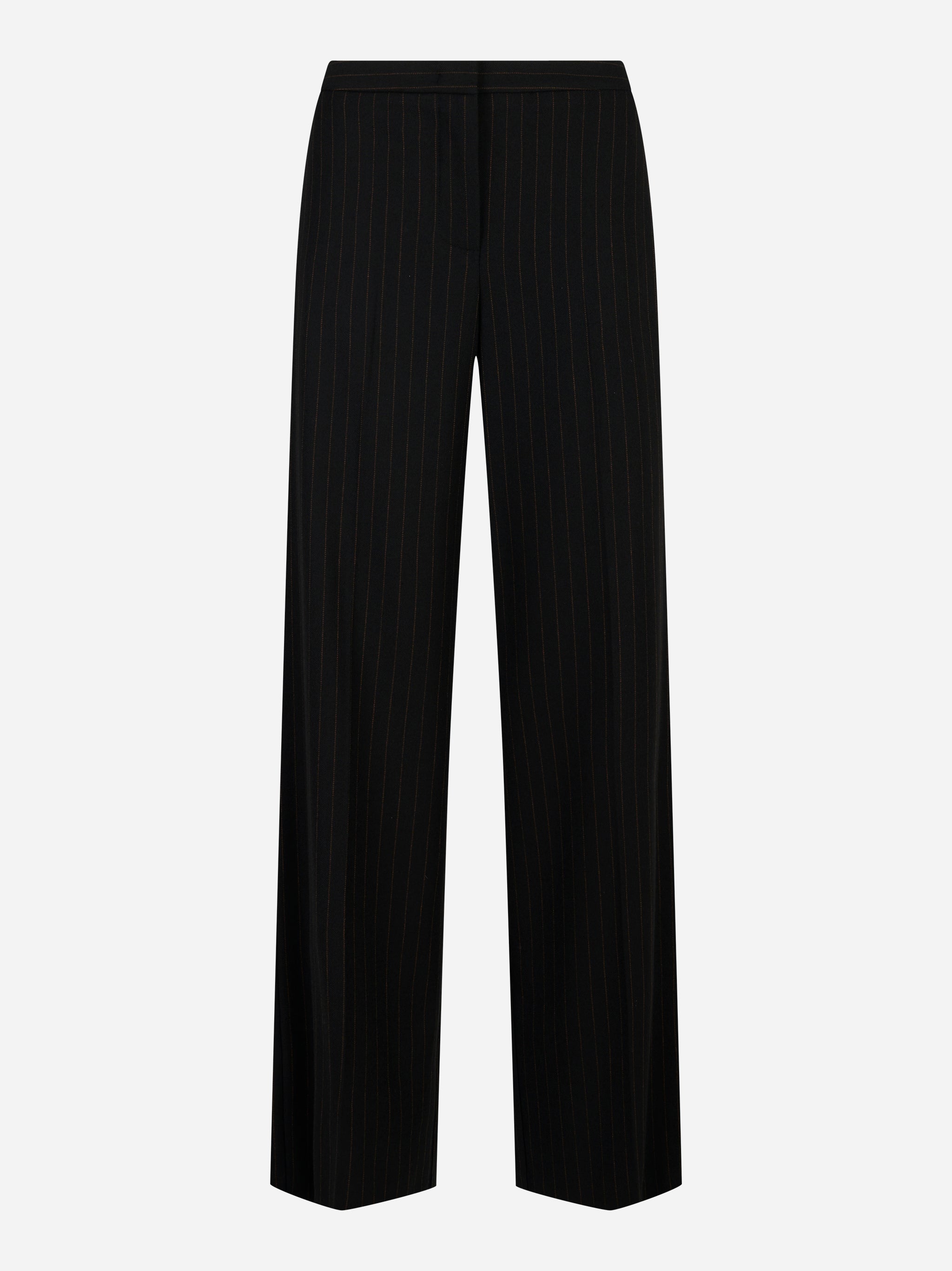 Pantalone dritto in lana gessata stretch Nero
