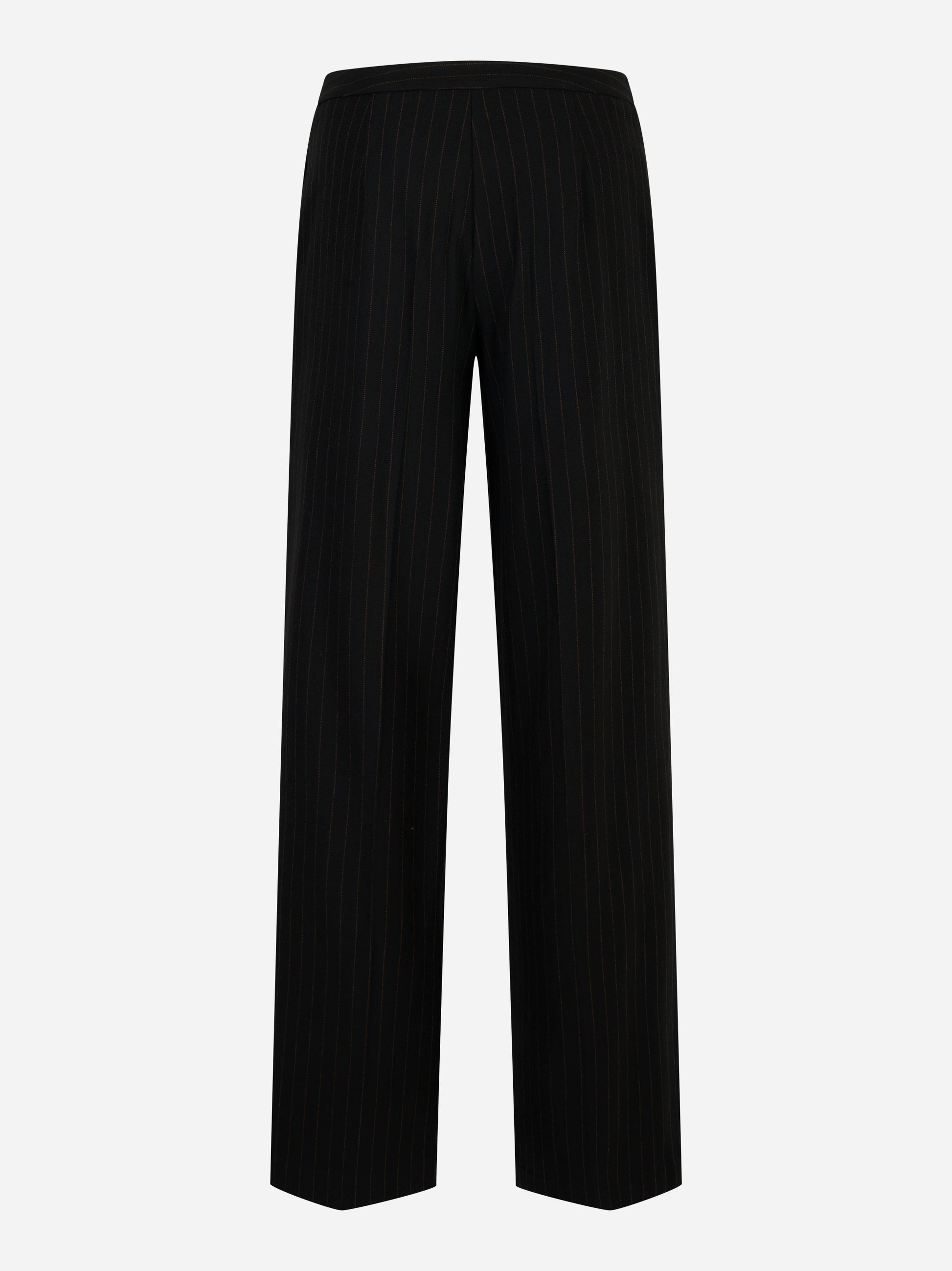 Pantalone dritto in lana gessata stretch Nero