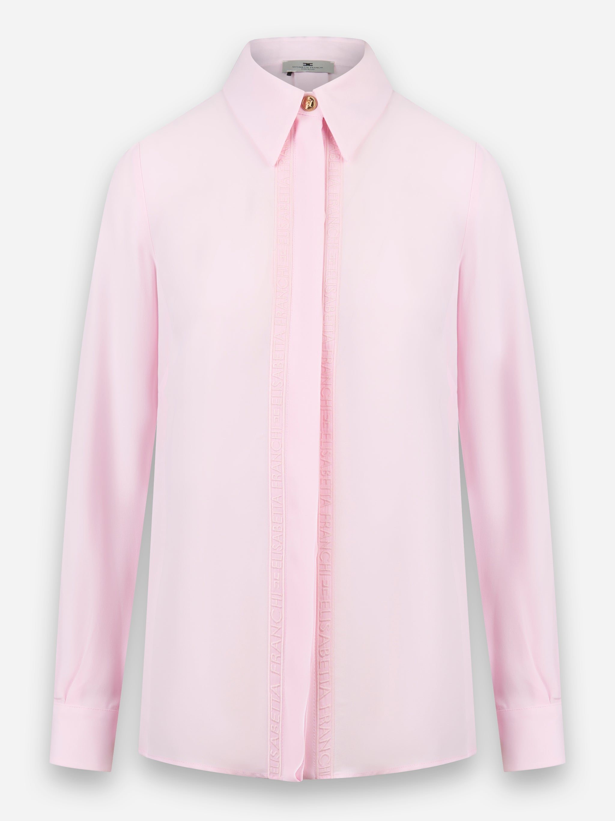 Camicia in georgette con bande lettering Rosa