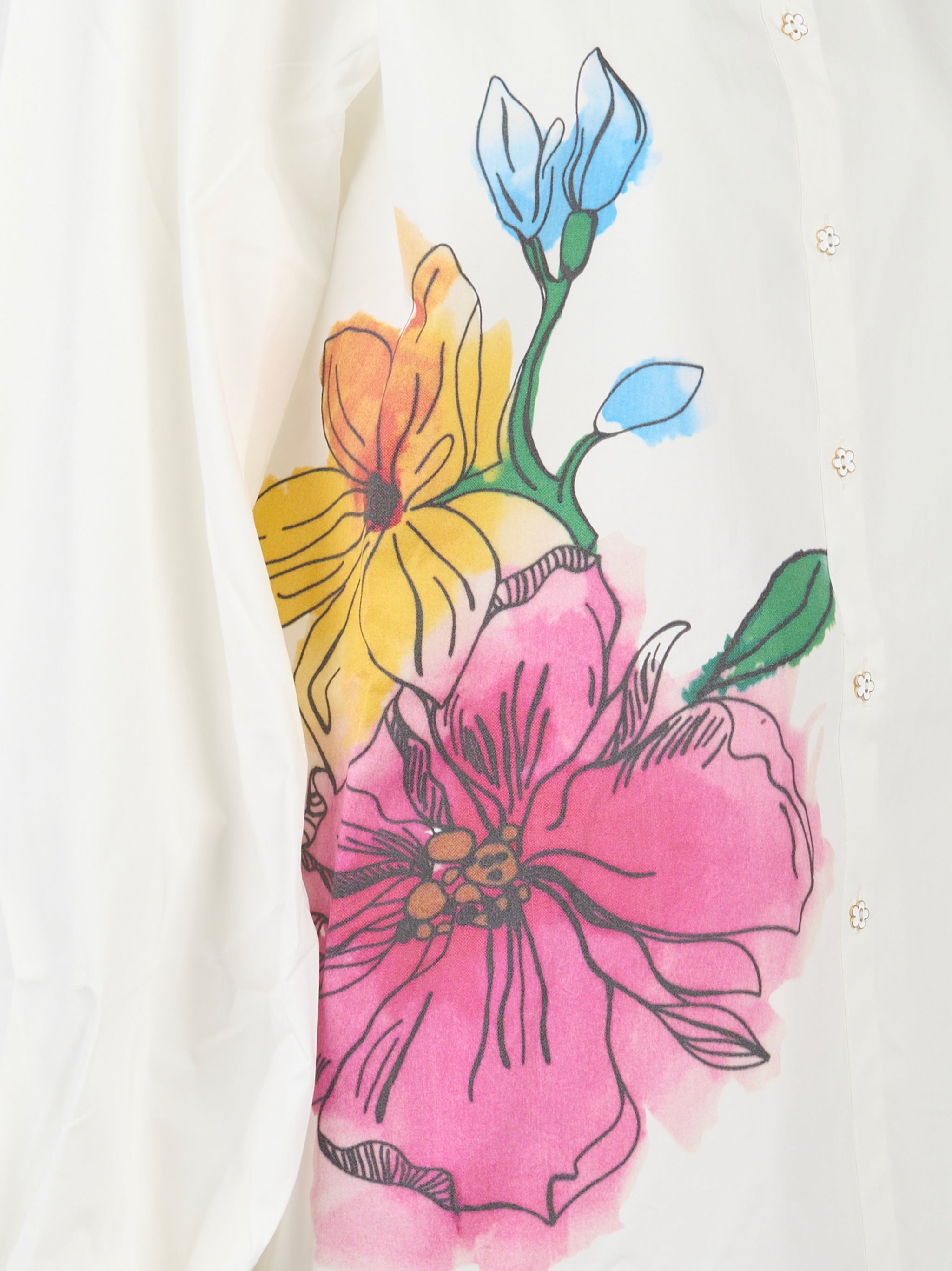 Camicia manica lunga con stampa floreale Rosa