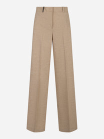 Pantalone leggera flanella in misto lana viscosa stretch Beige