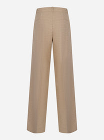 Pantalone leggera flanella in misto lana viscosa stretch Beige