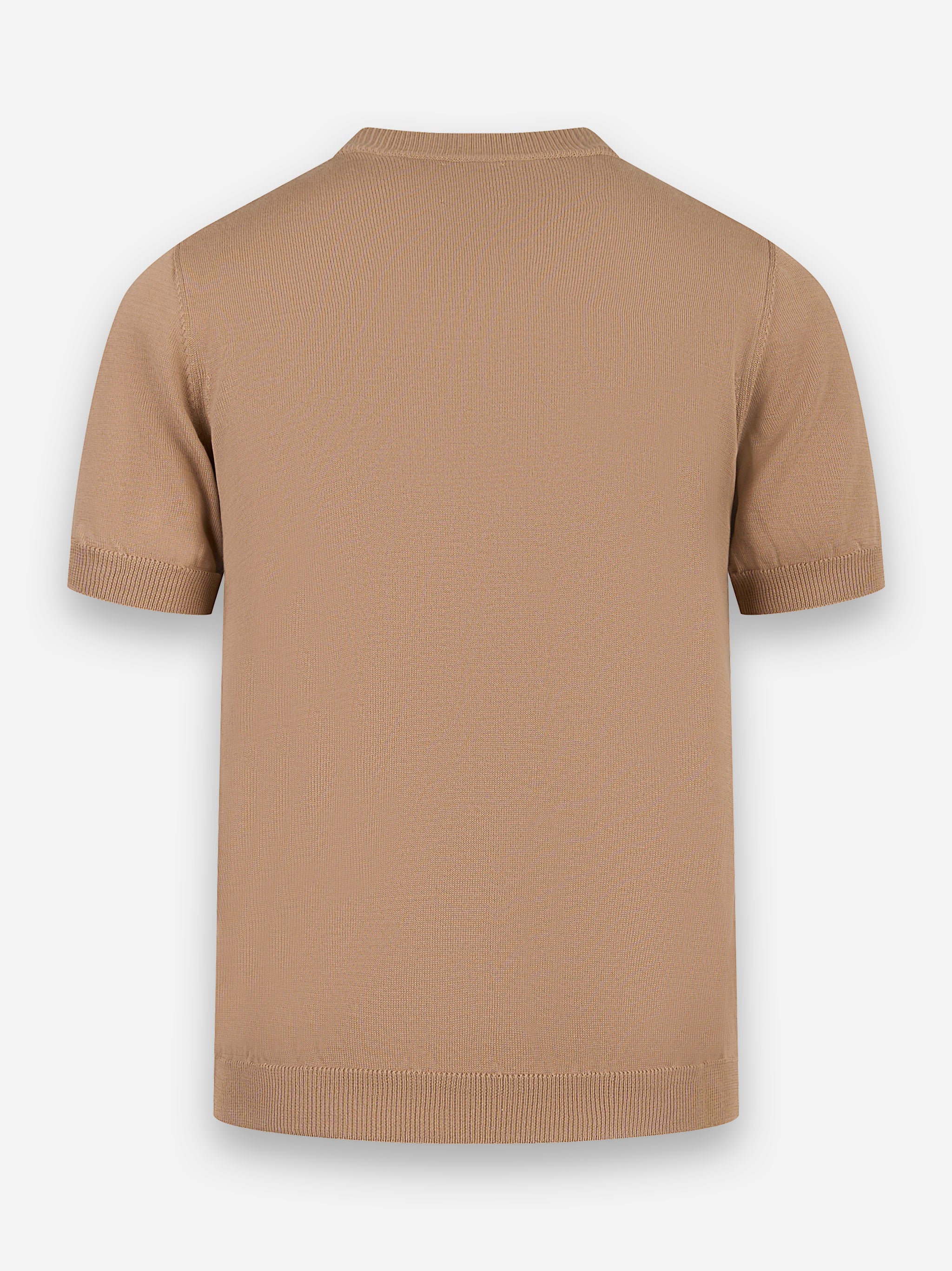 T-shirt americana con taschino in cotone Beige
