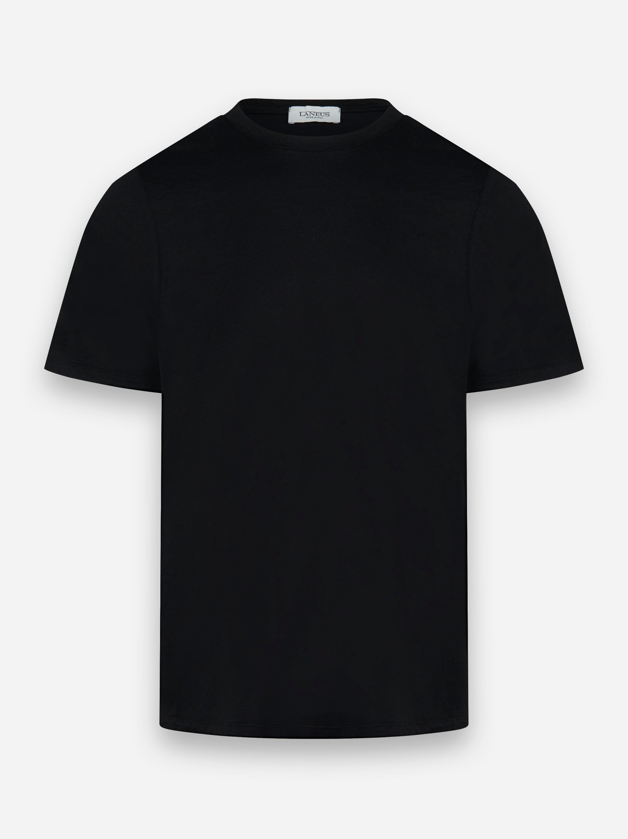 T-shirt manica corta in cotone e seta Nero