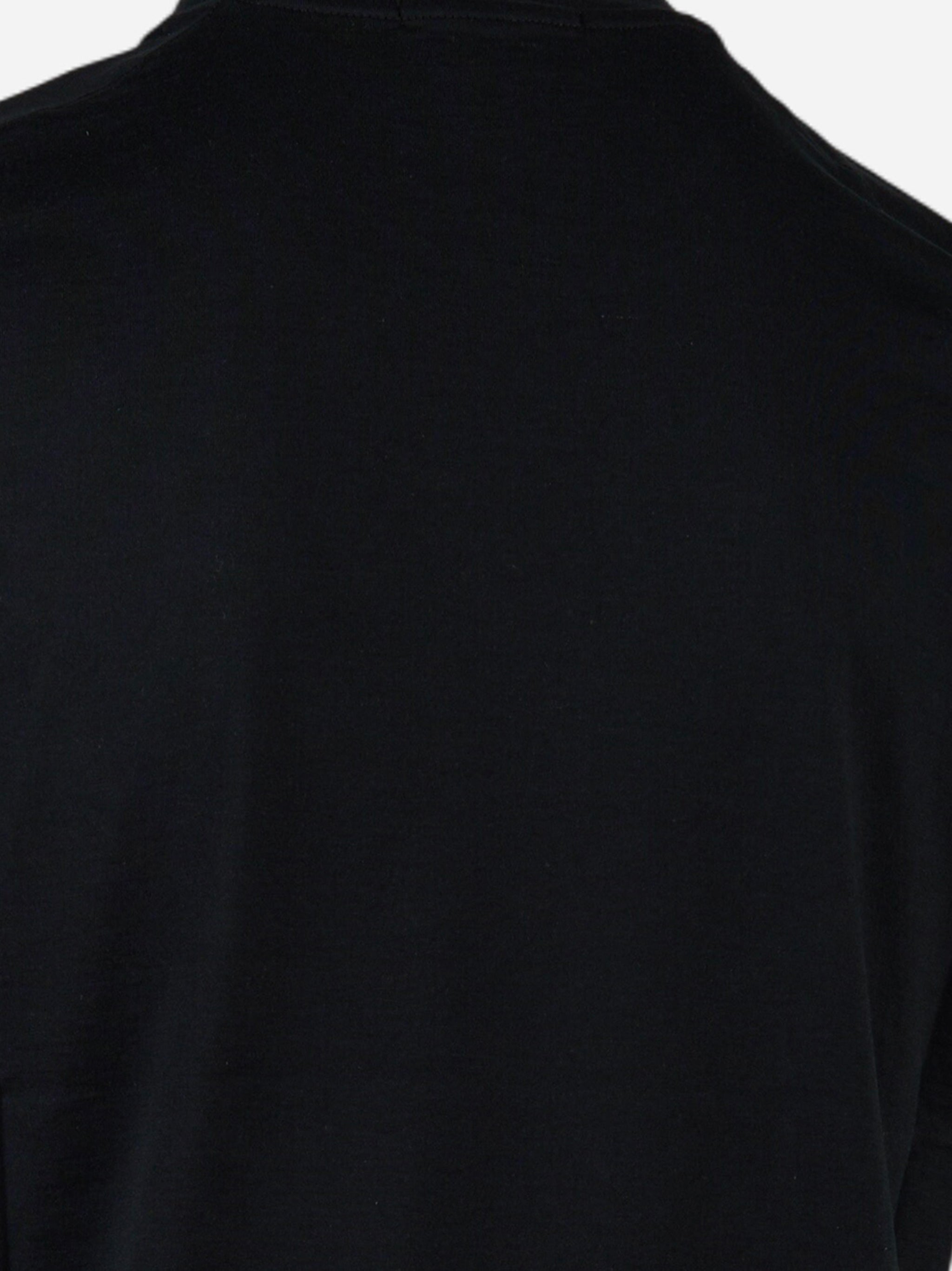 T-shirt manica corta in cotone e seta Nero