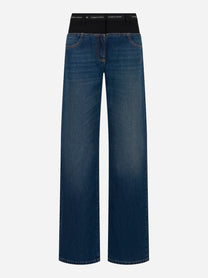 Pantalone in denim e crepe leggero Blu