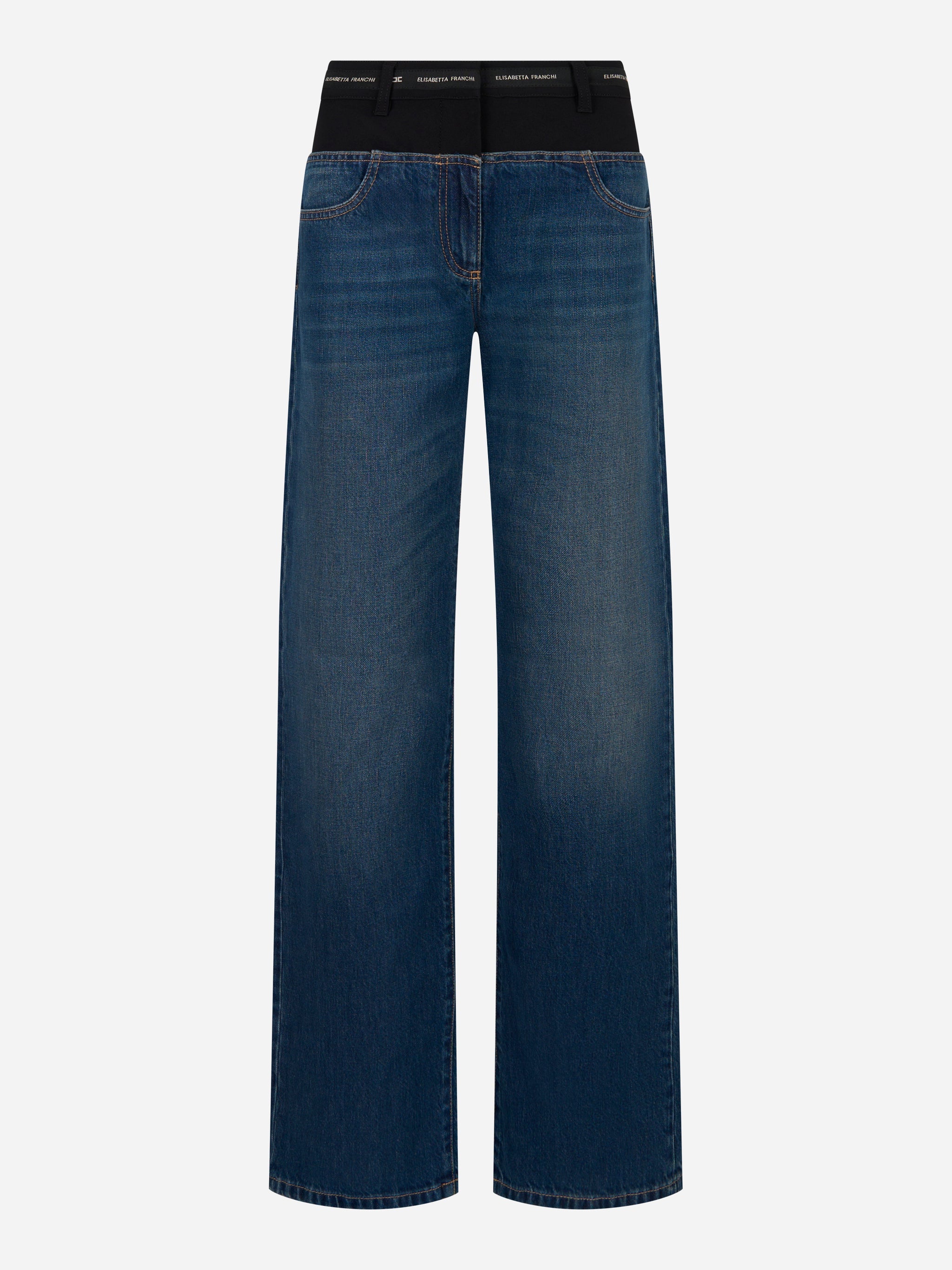 Pantalone in denim e crepe leggero Blu