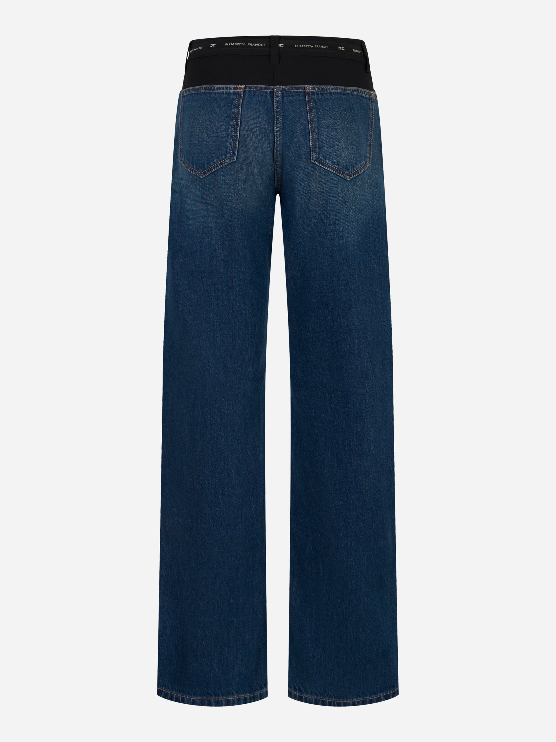 Pantalone in denim e crepe leggero Blu