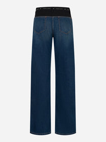Pantalone in denim e crepe leggero Blu
