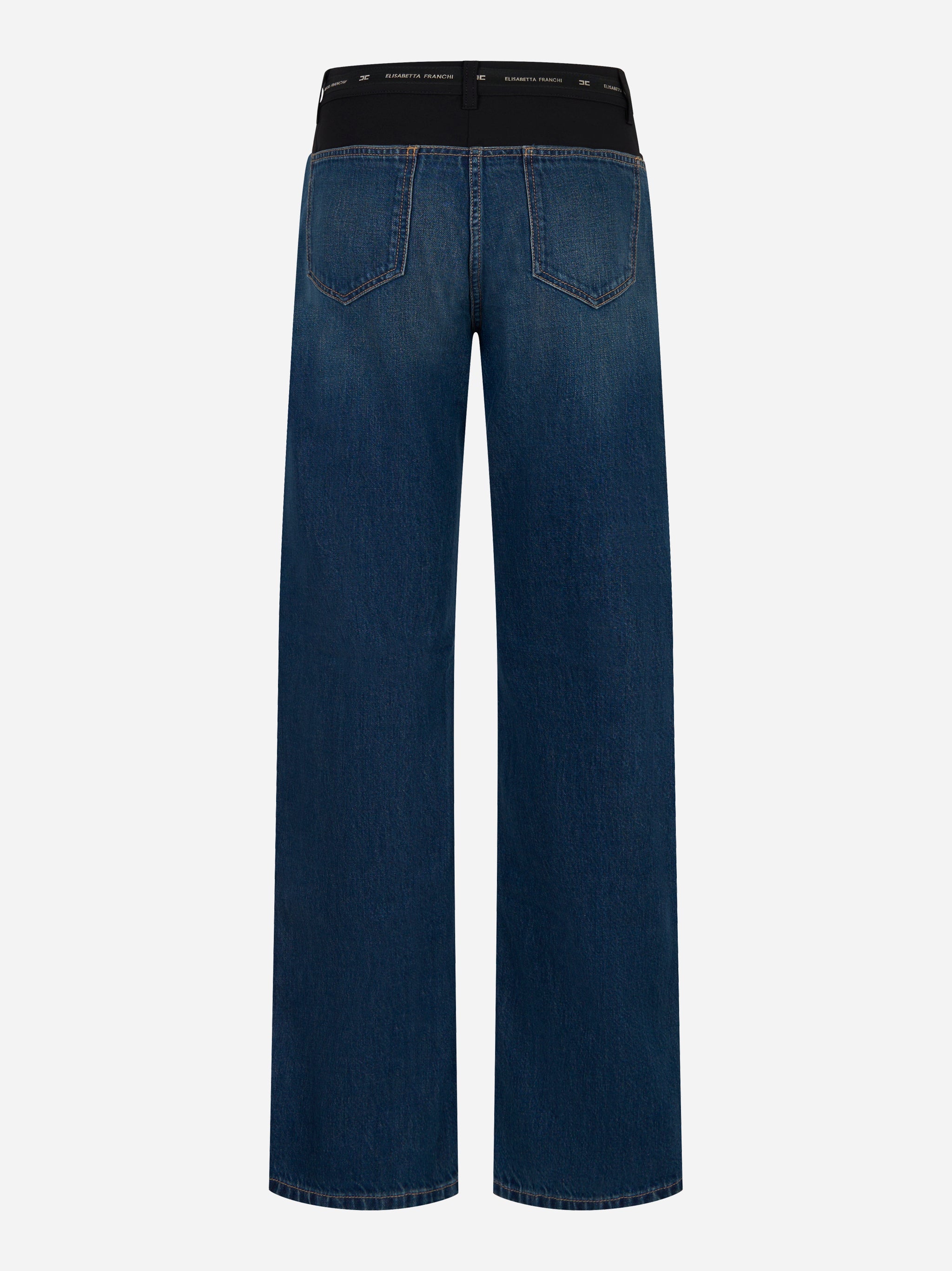 Pantalone in denim e crepe leggero Blu