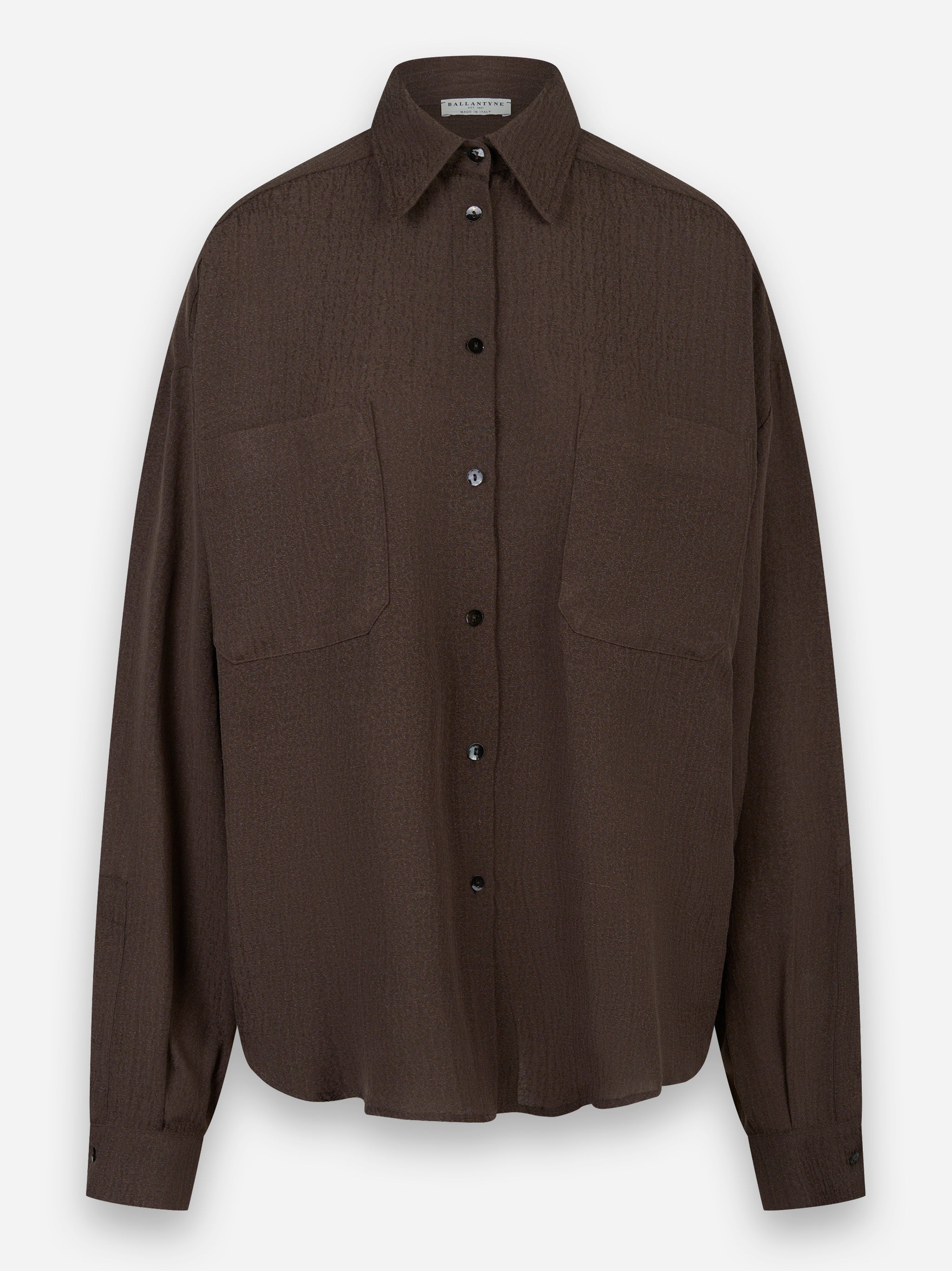 Camicia regular fit in seta Marrone