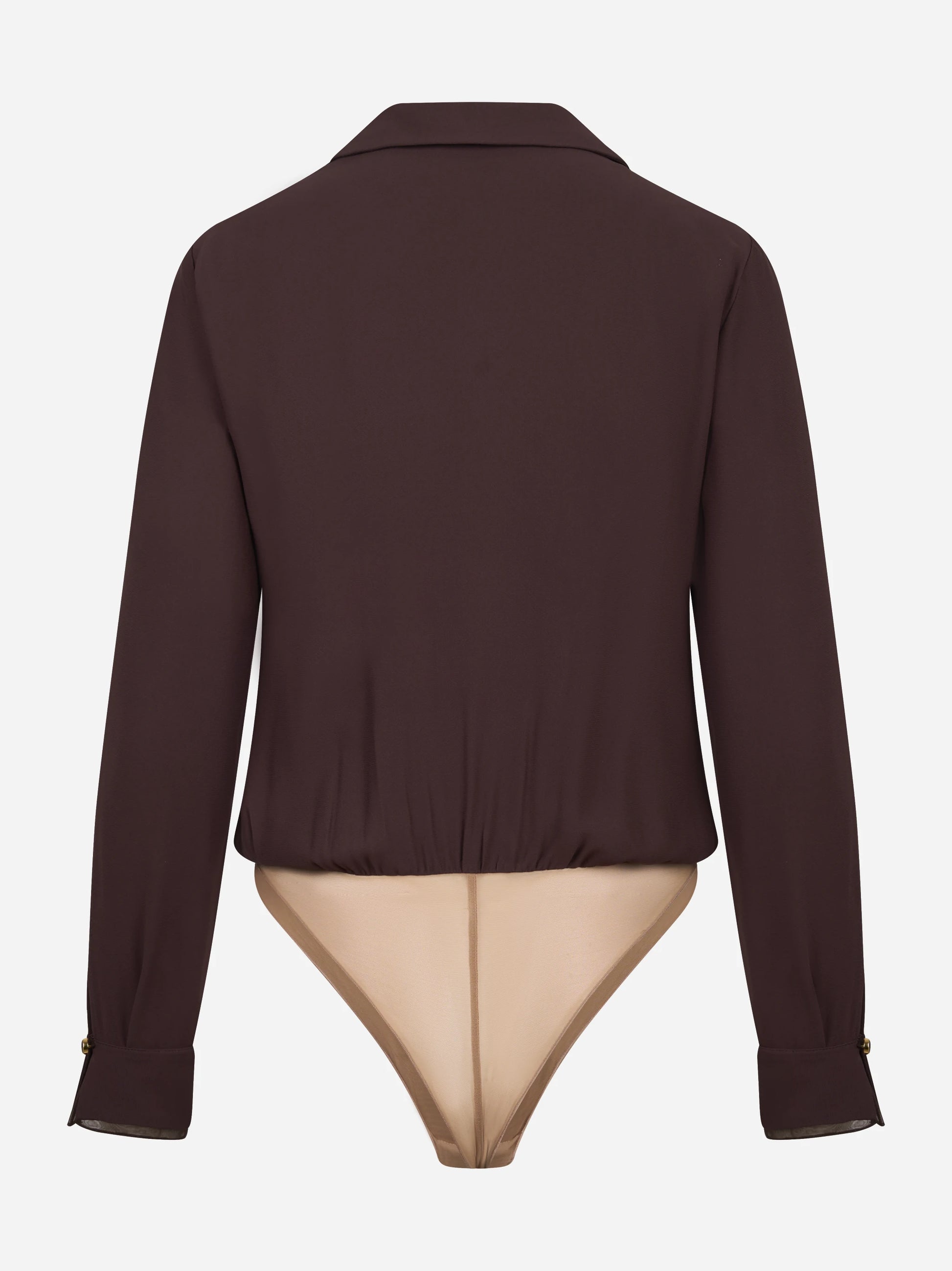 Body in georgette di viscosa marrone