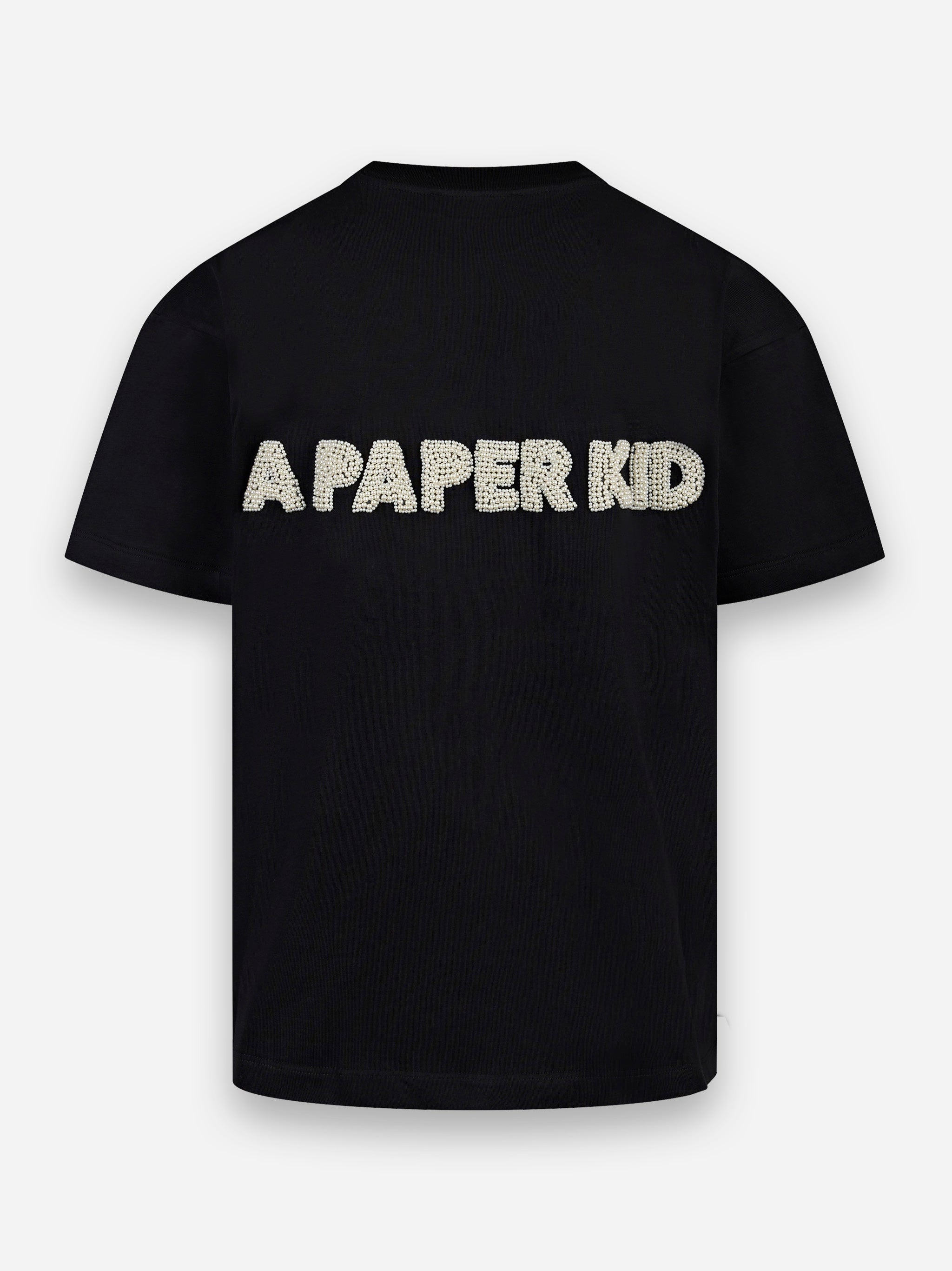 T-shirt manica corta con applicazione Nero