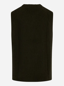 Gilet girocollo in lana e cashmere Verde