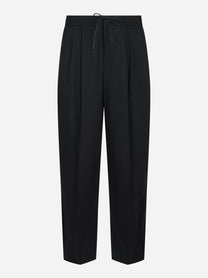 Pantalone loose fit in popeline di cotone nero