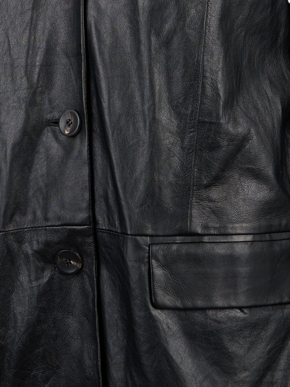 Blazer over 3 bottoni in pelle vegetale stropicciato Nero