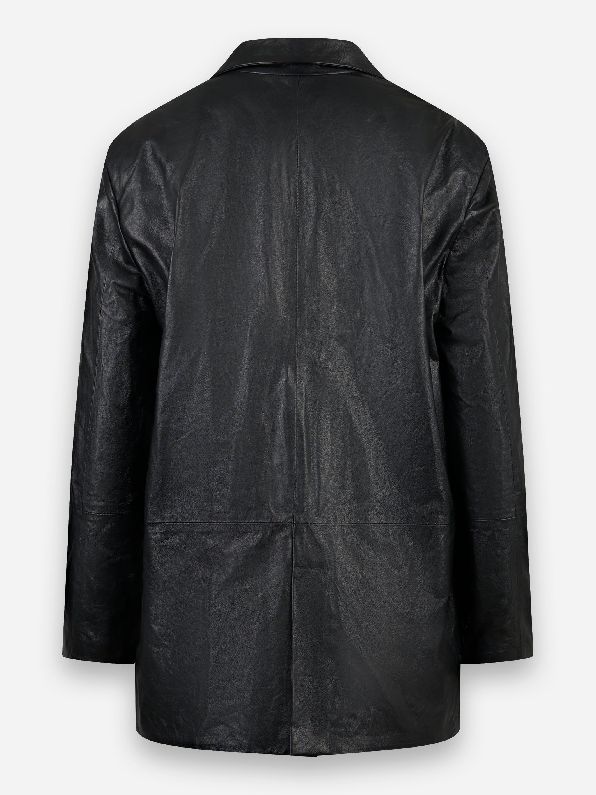 Blazer over 3 bottoni in pelle vegetale stropicciato Nero