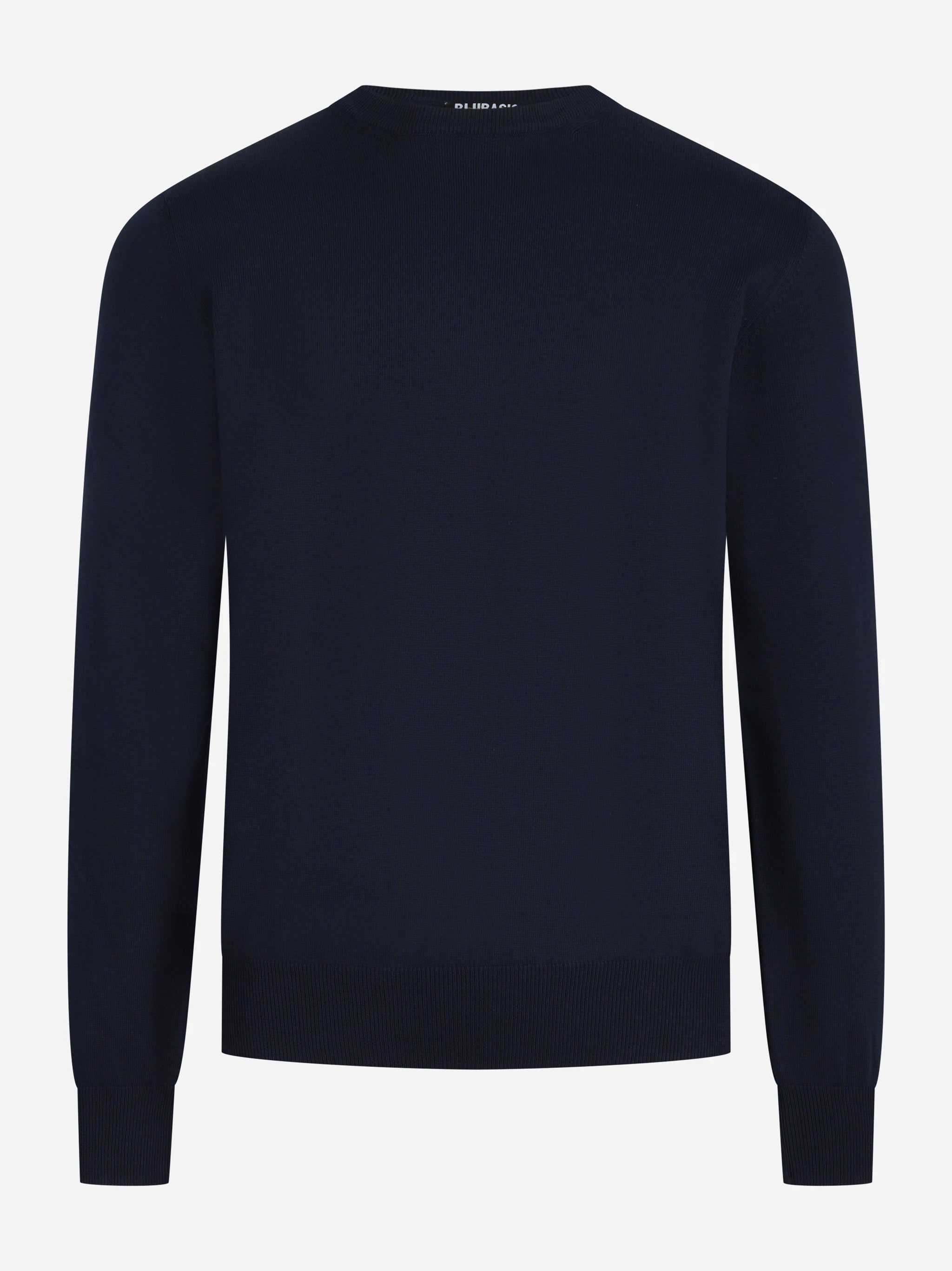 Maglia girocollo in cotone blu