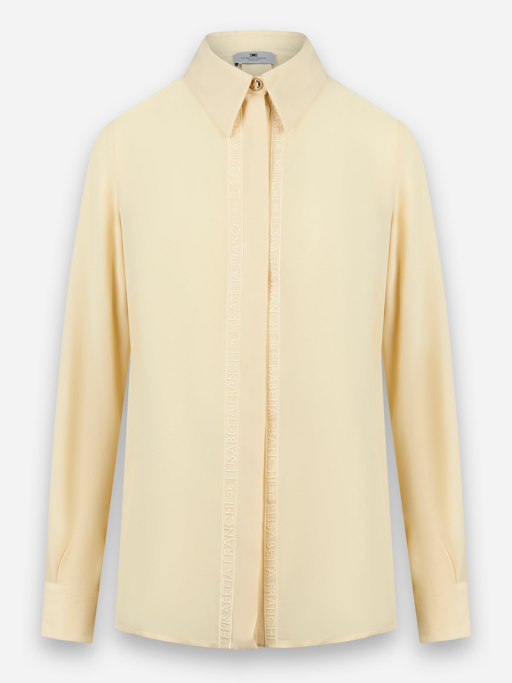 Camicia in georgette con bande lettering Giallo