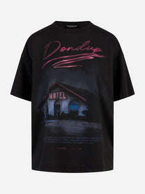 T-shirt girocollo over in jersey Nera