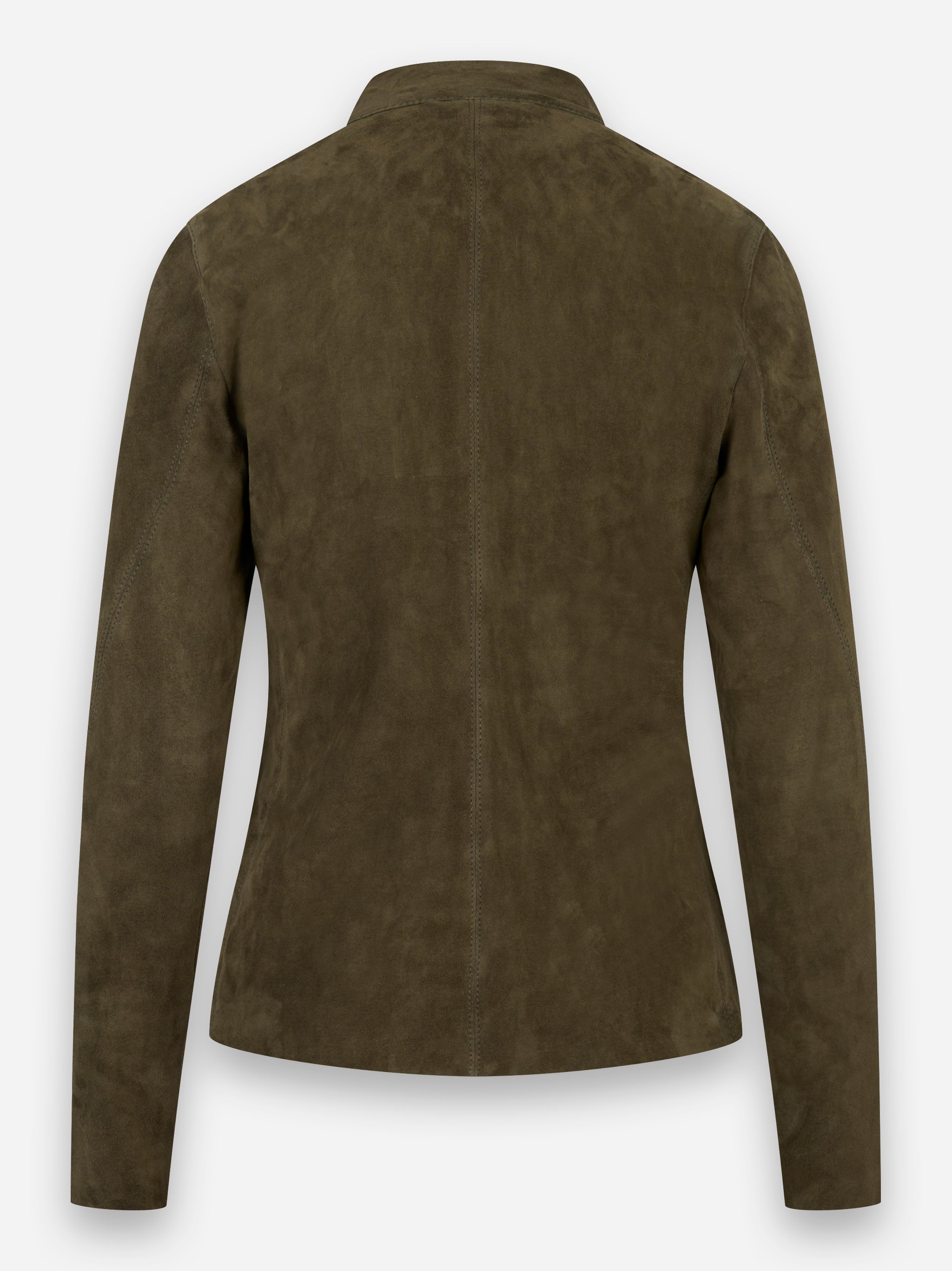Giacca con zip sfiancata in suede Verde