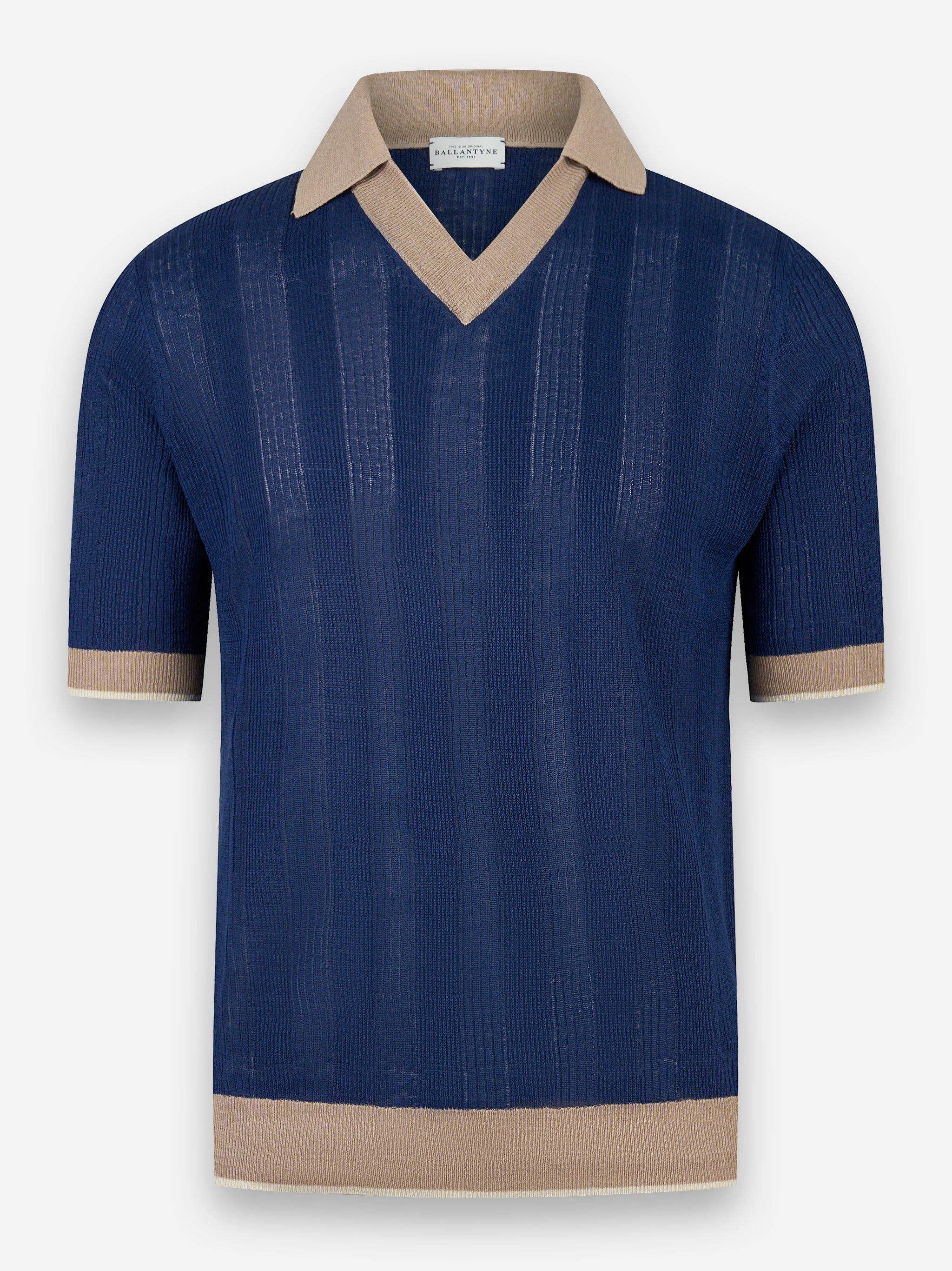 Polo manica corta in lino Blu
