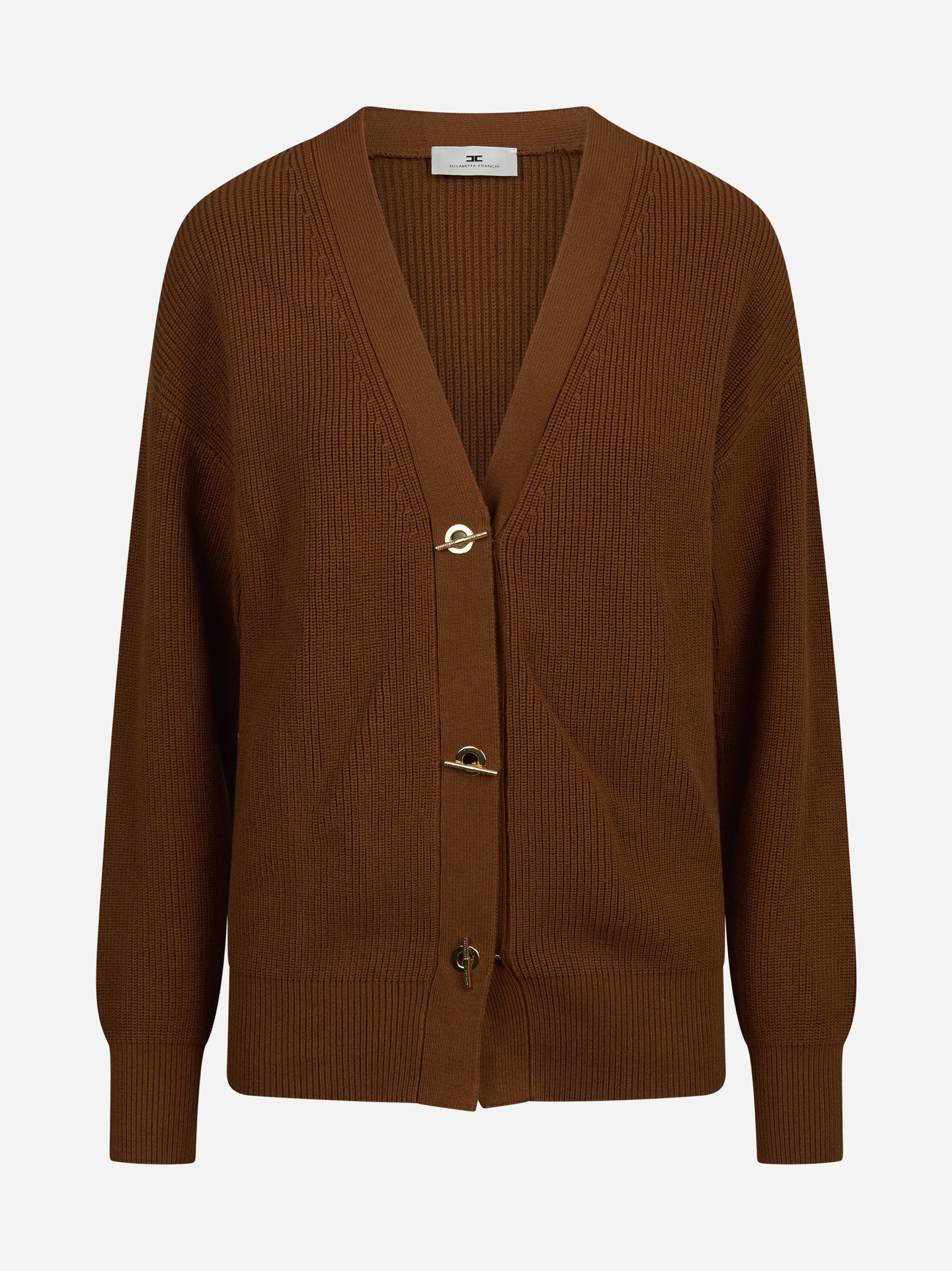 Cardigan con bottoni gioiello marrone