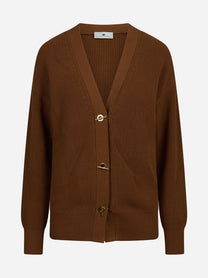 Cardigan con bottoni gioiello marrone