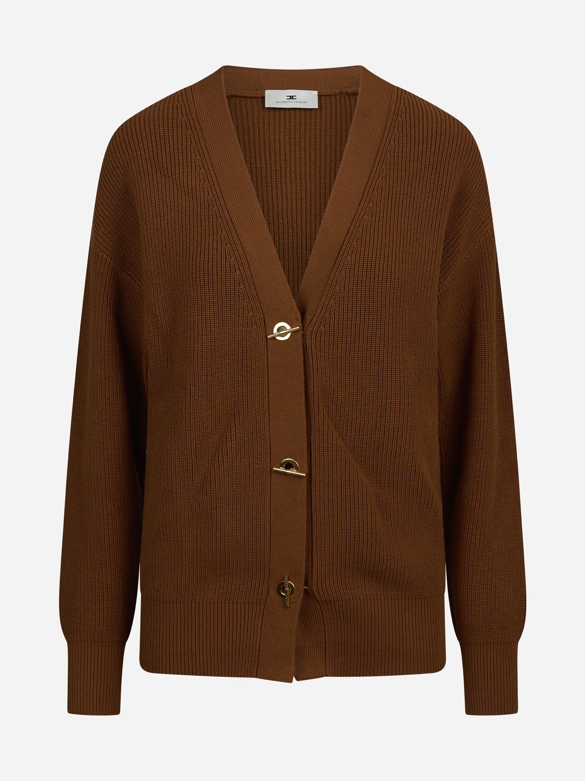 Cardigan con bottoni gioiello marrone