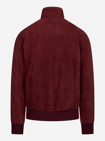 Bomber in pelle scamosciata rosso