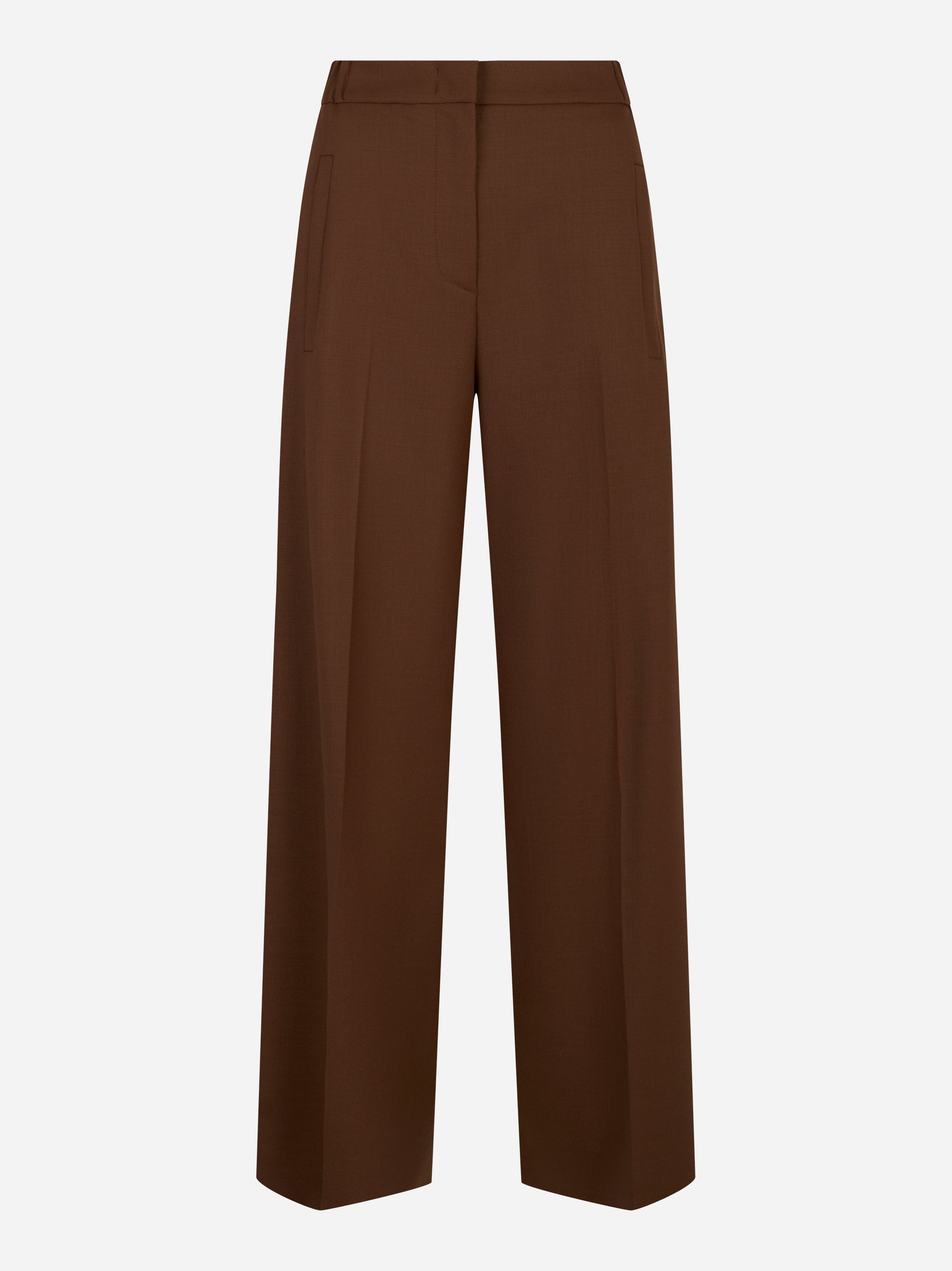 Pantalone in fresco lana stretch con elastico in vita Marrone