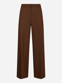 Pantalone in fresco lana stretch con elastico in vita Marrone