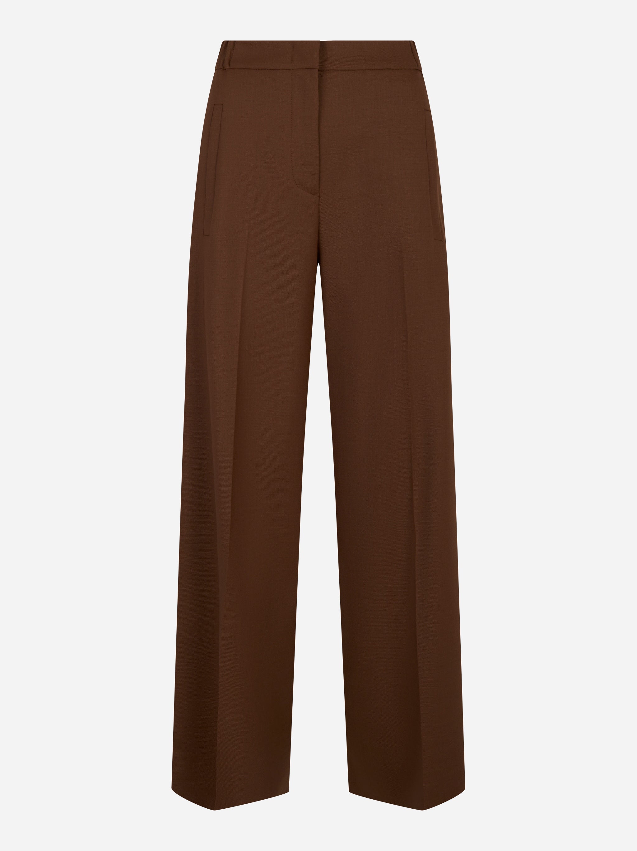 Pantalone in fresco lana stretch con elastico in vita Marrone