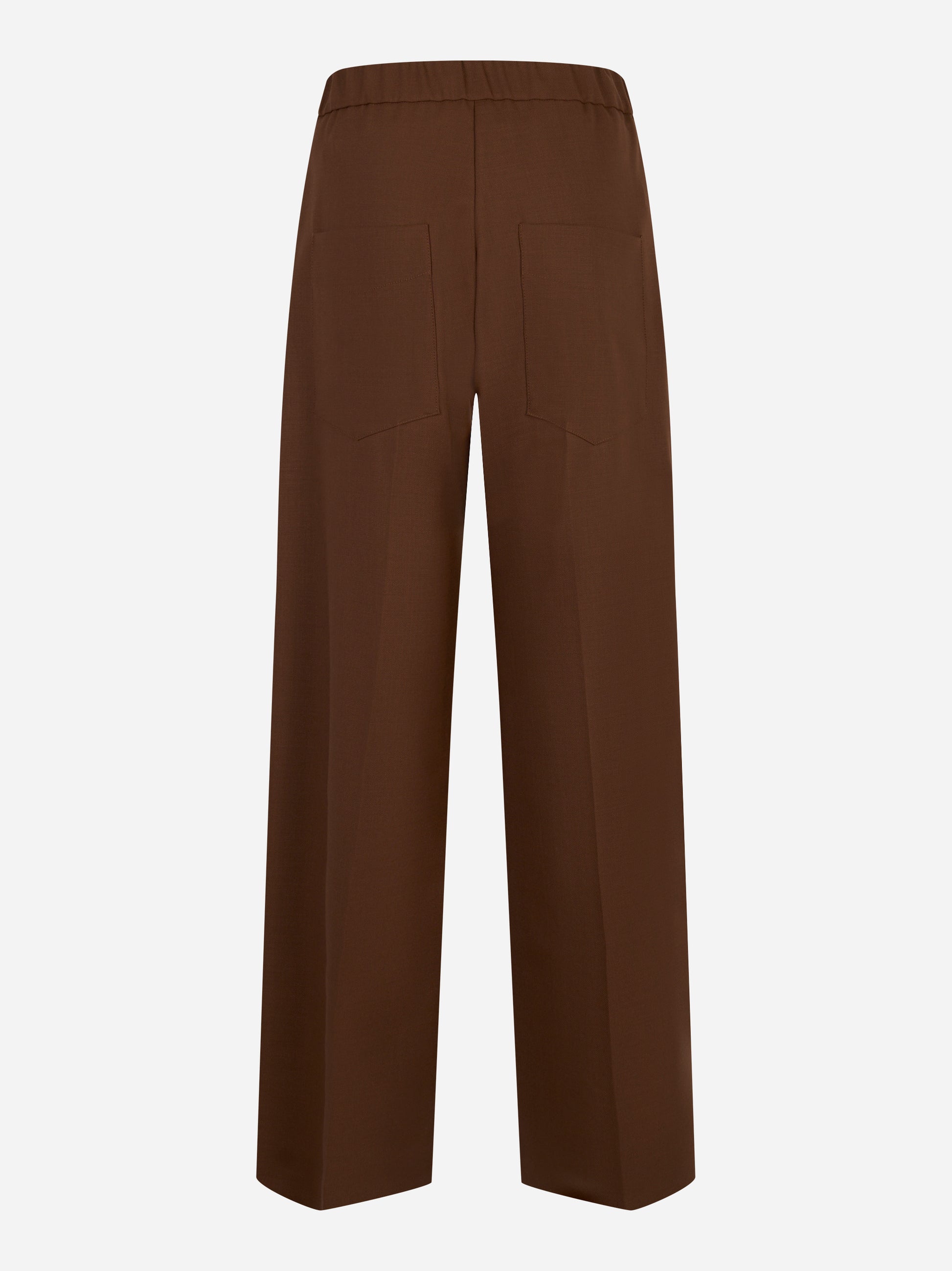 Pantalone in fresco lana stretch con elastico in vita Marrone