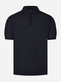 Polo manica corta in misto cotone blu