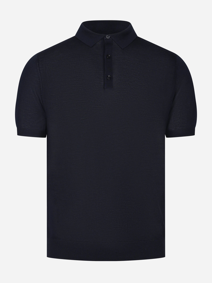 Polo manica corta in misto cotone blu