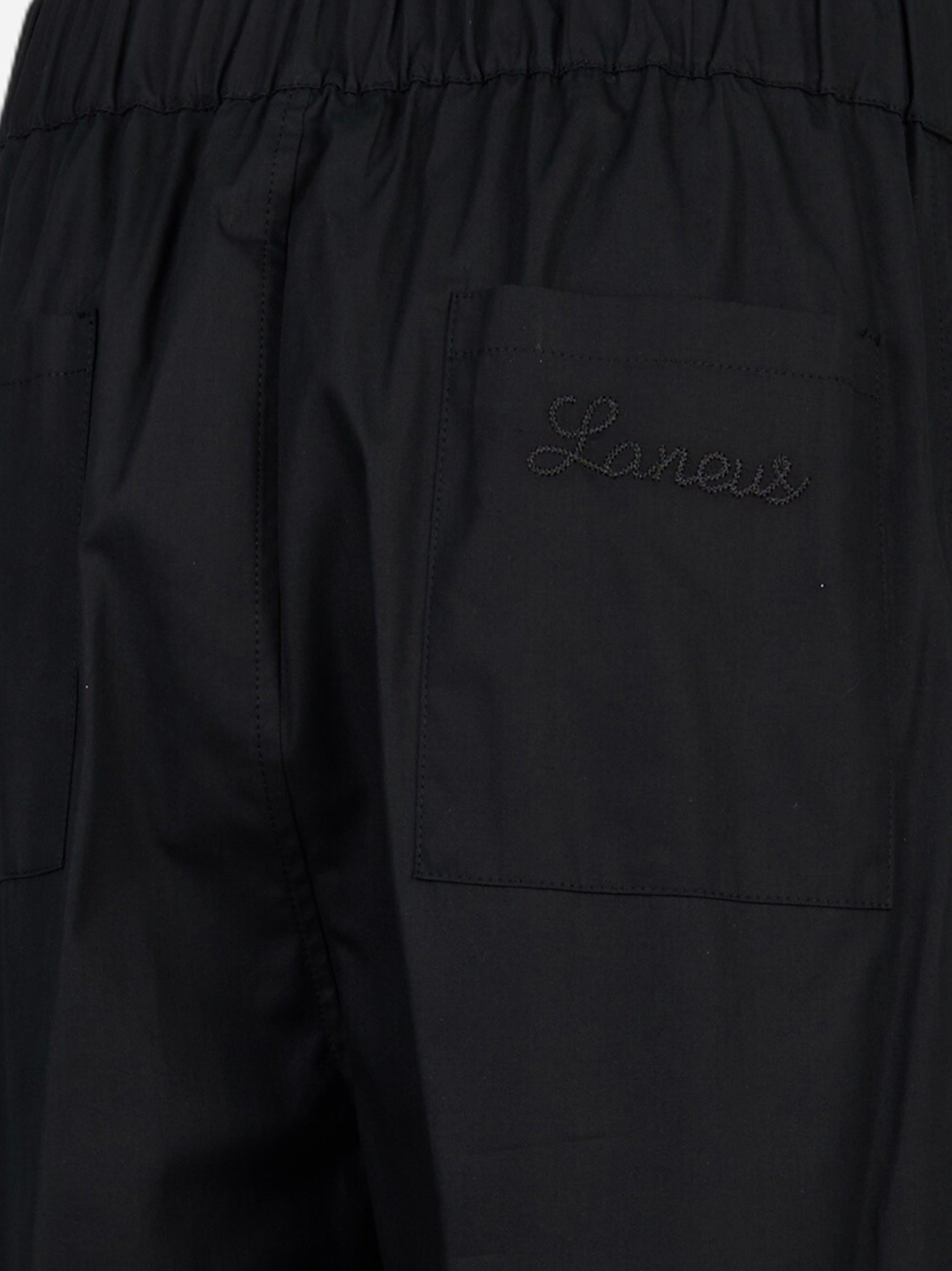 Pantalone loose in popeline di cotone Nero