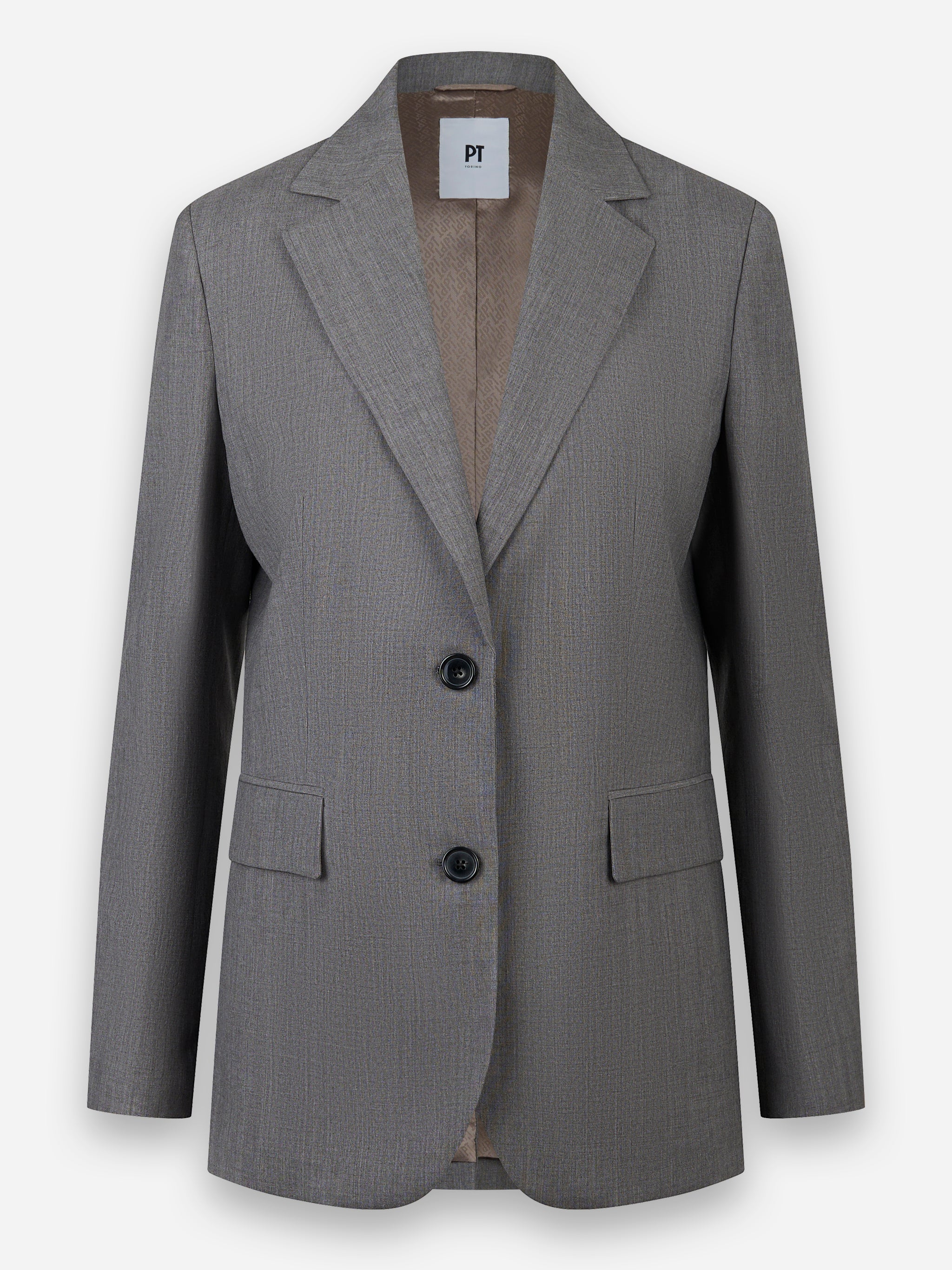Blazer due bottoni in lana e lino Grigio