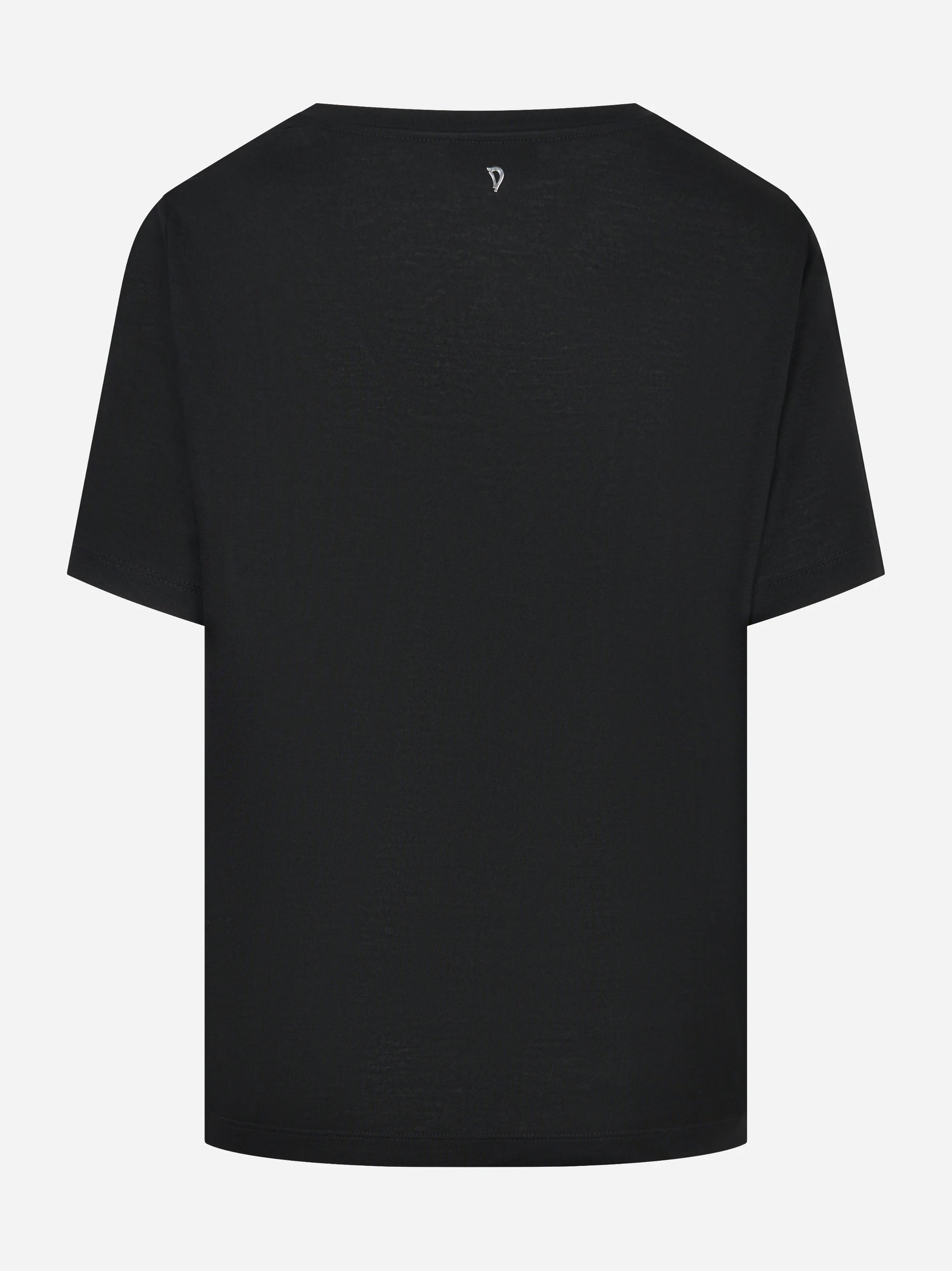 T-shirt scollo a v nera in modal e seta