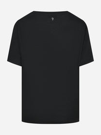 T-shirt scollo a v nera in modal e seta