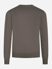 Maglia girocollo in cotone marrone