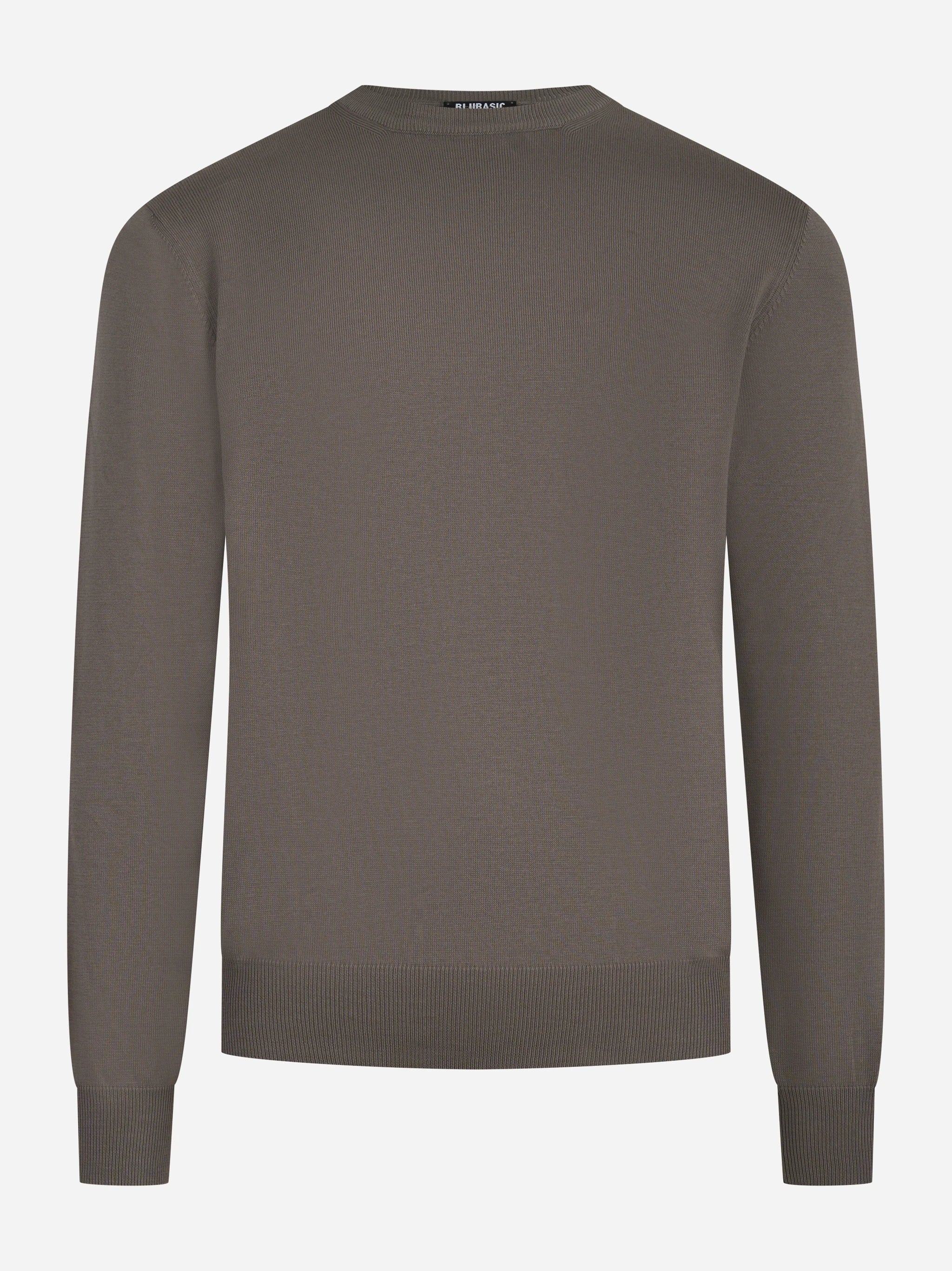 Maglia girocollo in cotone marrone