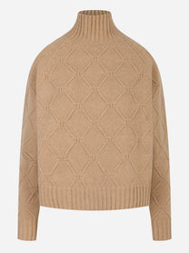 Pullover in maglia con losanghe jacquard Beige