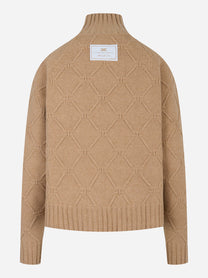 Pullover in maglia con losanghe jacquard Beige